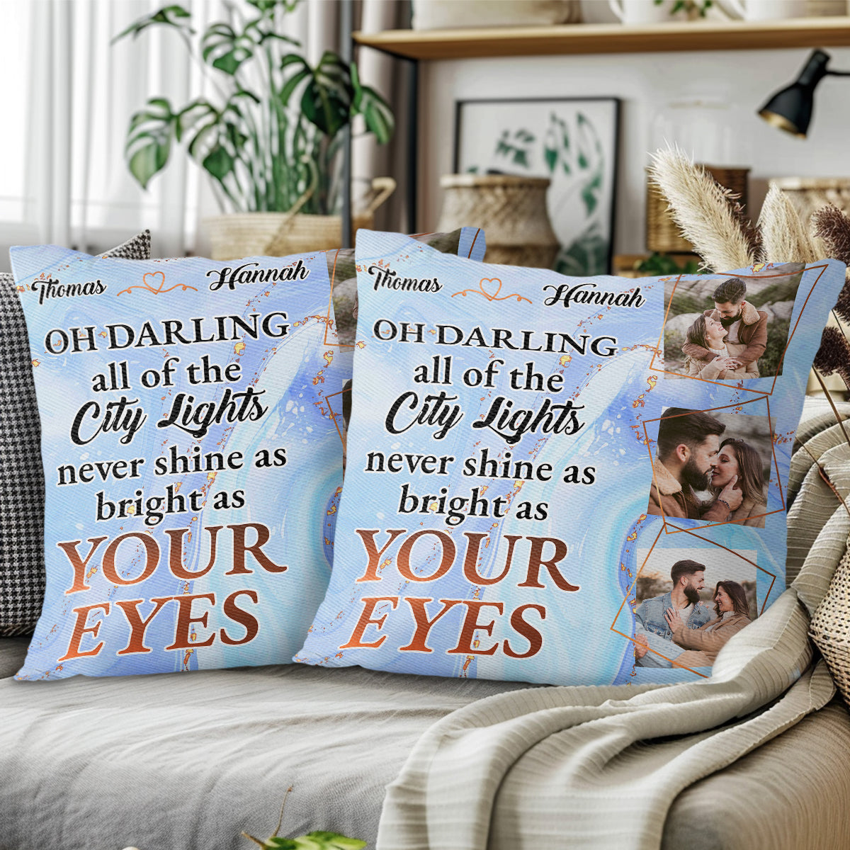 City Lights Bright As Your Eyes Personalized Pillow