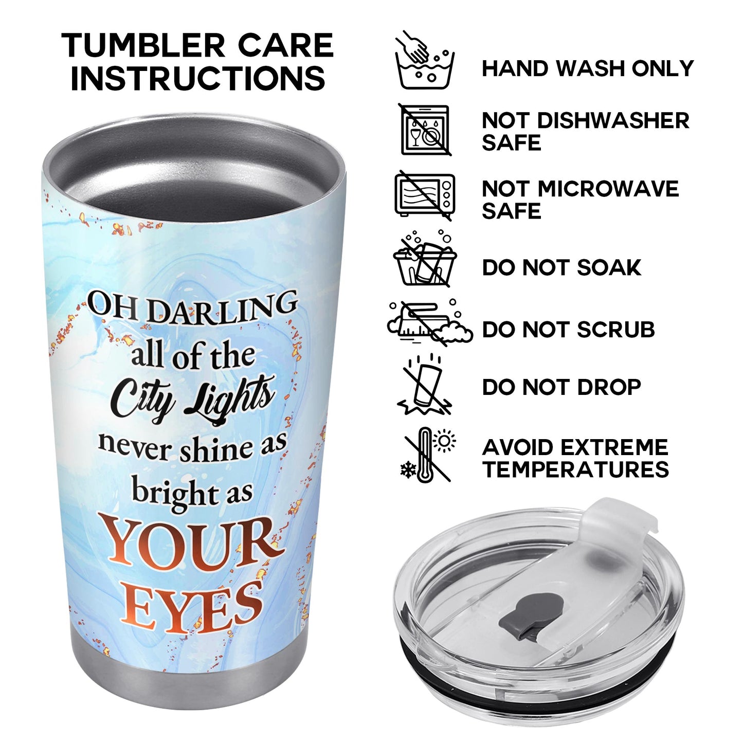 City Lights Shine Bright As Your Eyes Tumbler With Personal Photos