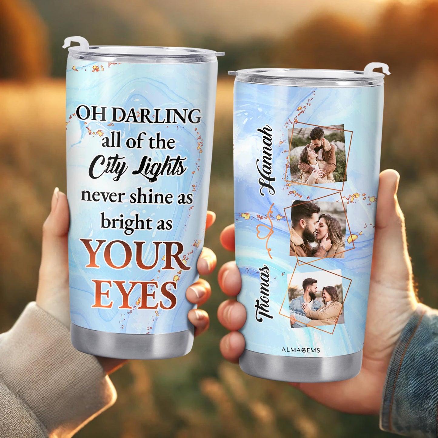 City Lights Shine Bright As Your Eyes Tumbler With Personal Photos