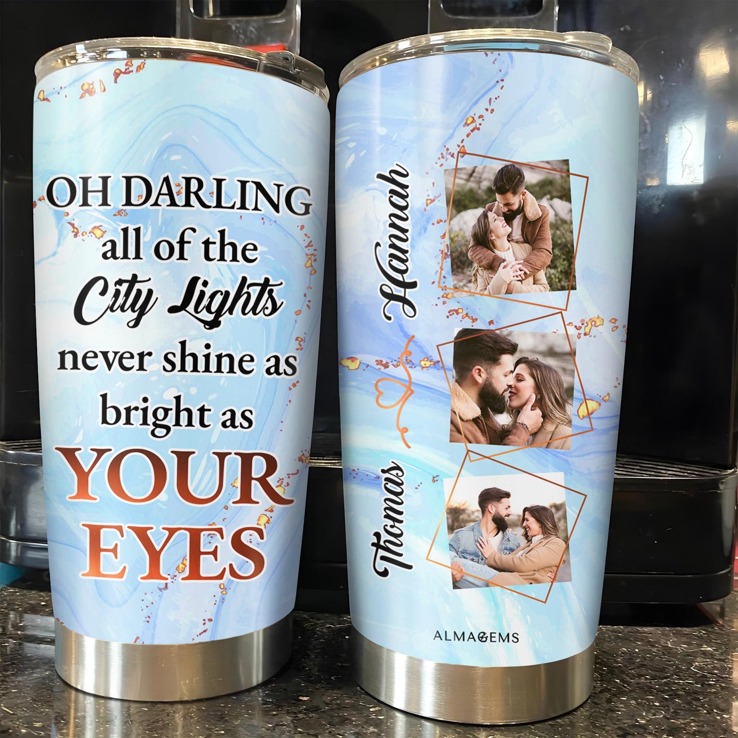 City Lights Shine Bright As Your Eyes Tumbler With Personal Photos