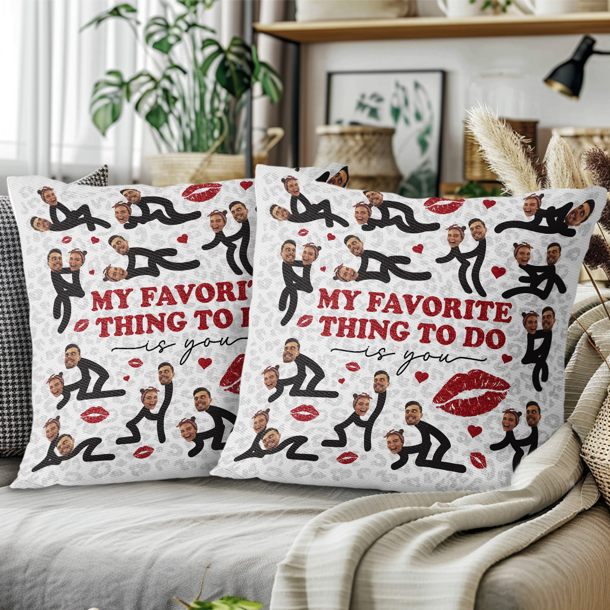 My Favorite Thing To Do Is You Pillow With Faces And Lips