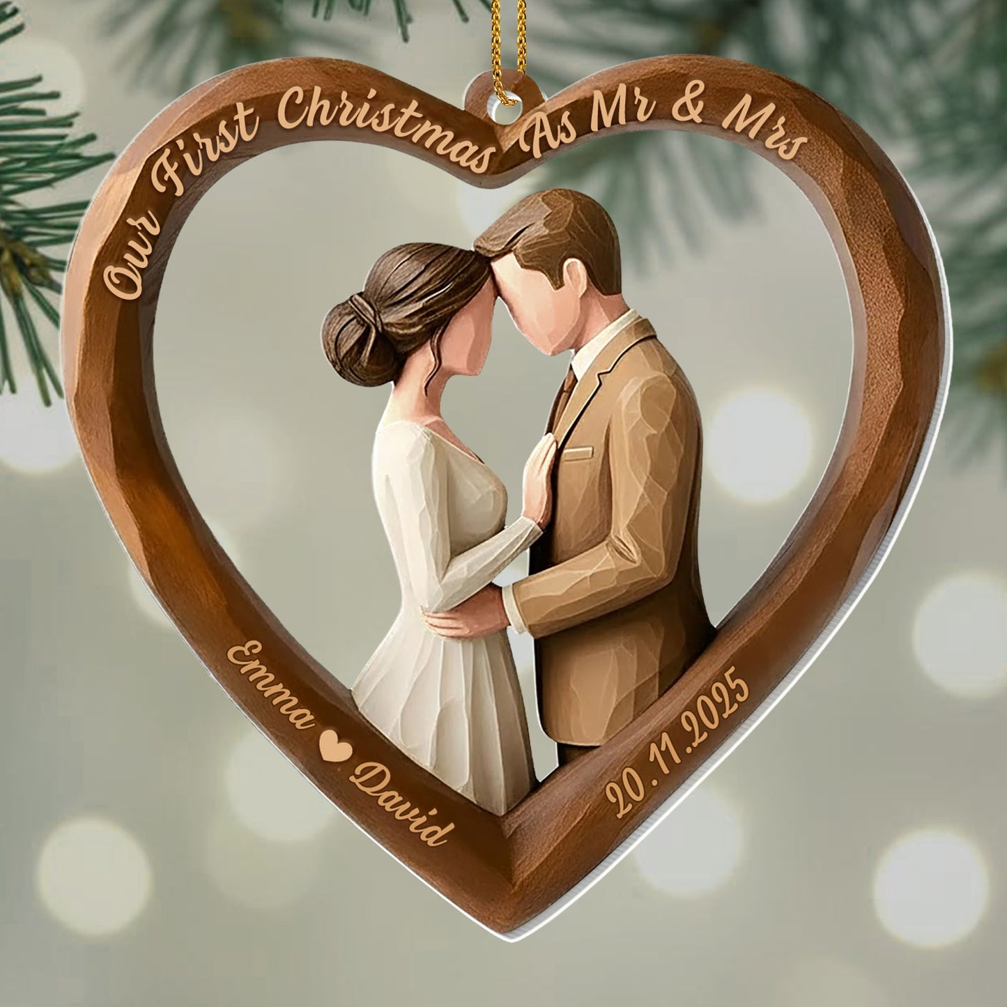 Our First Christmas As Mr & Mrs, Heart-Shaped Couple