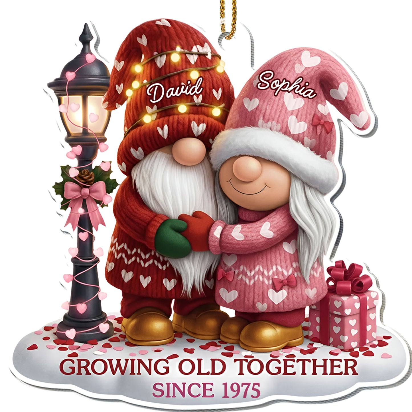Growing Old Together With Elderly Couple And Hearts