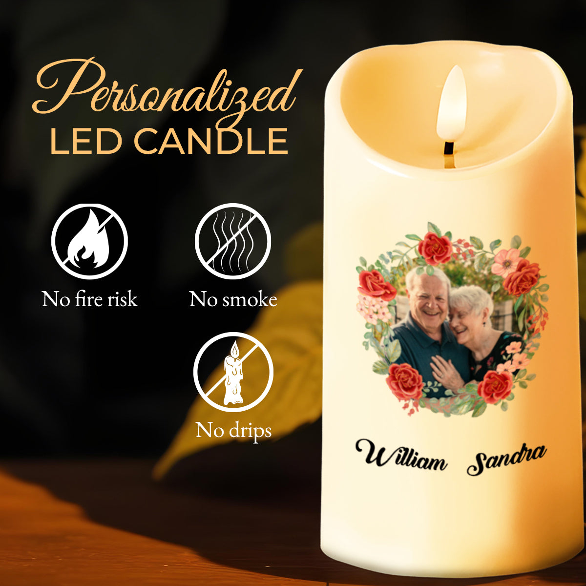 Eres Mi Reina Para Siempre With Roses And Laurels Design - Personalized Custom LED Candle - CPL107_LECA