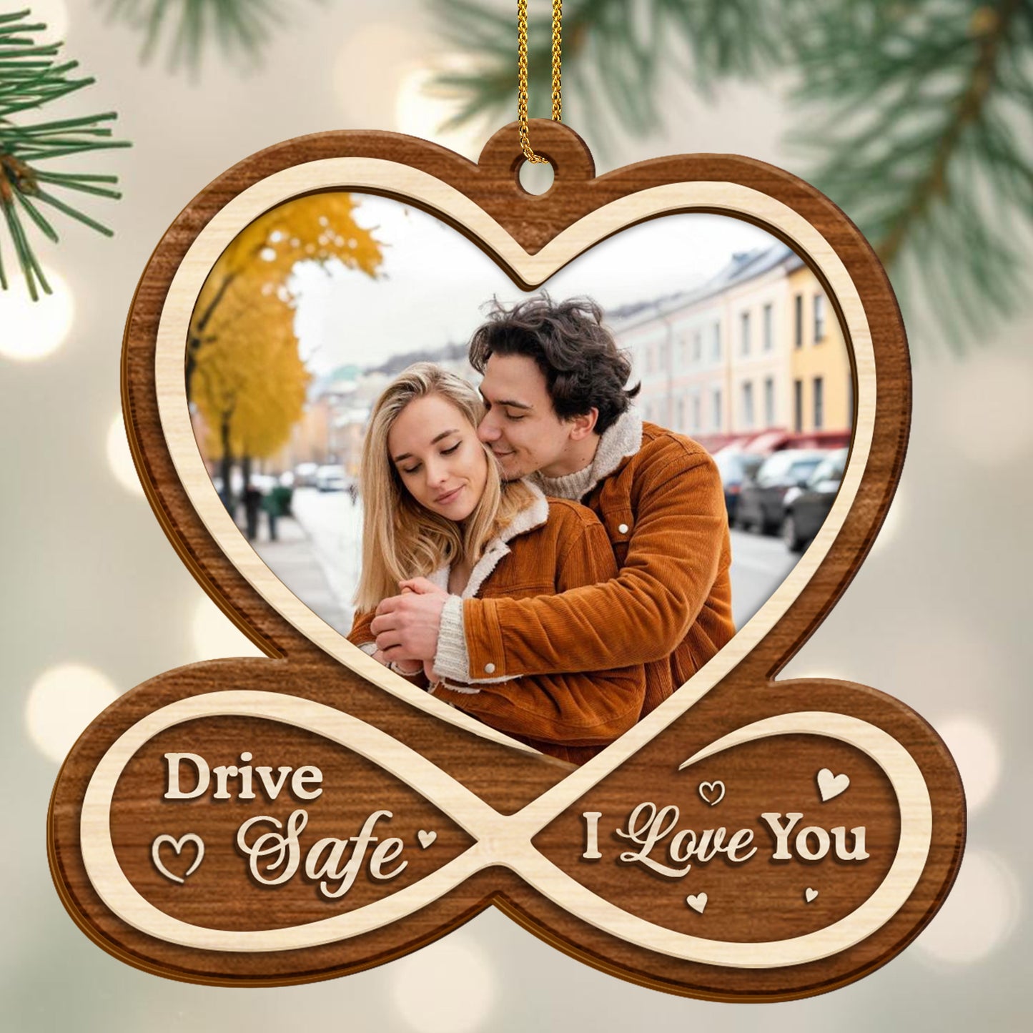 Infinity Love And Safe Travel Custom Wood Ornament