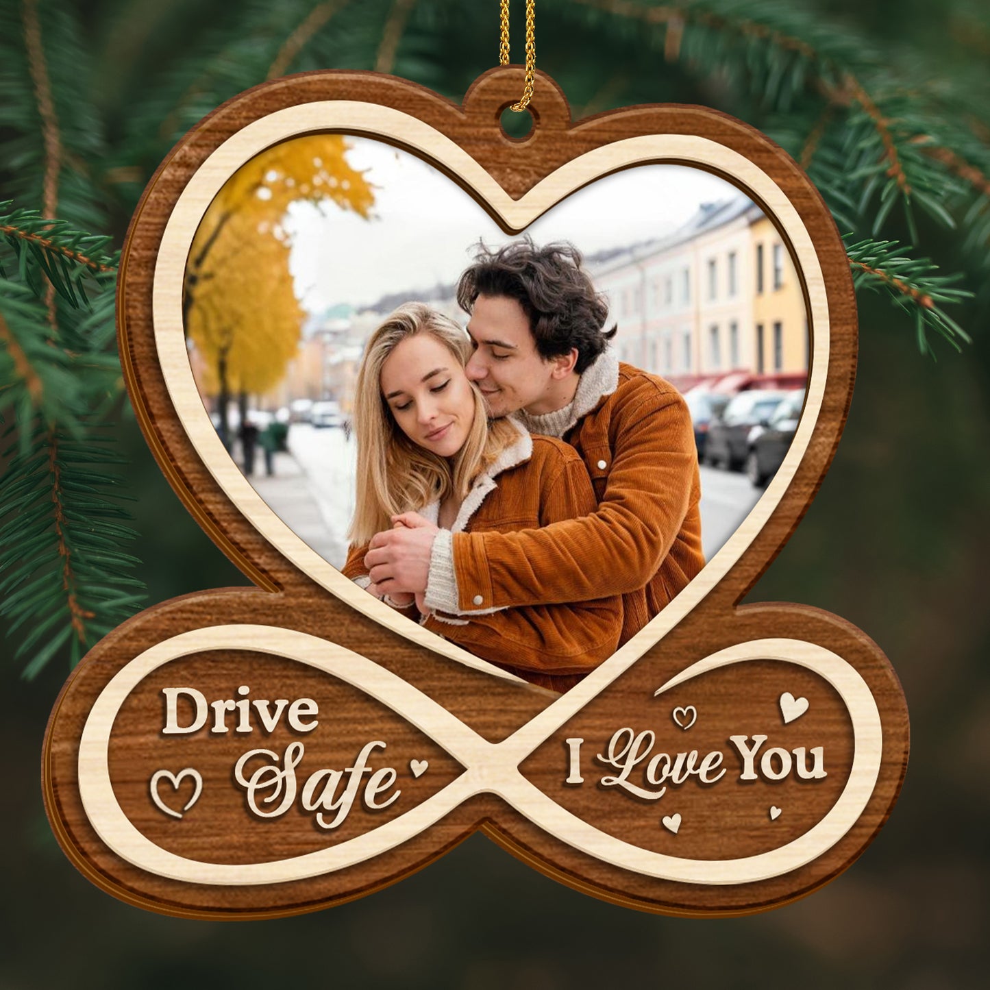 Infinity Love And Safe Travel Custom Wood Ornament