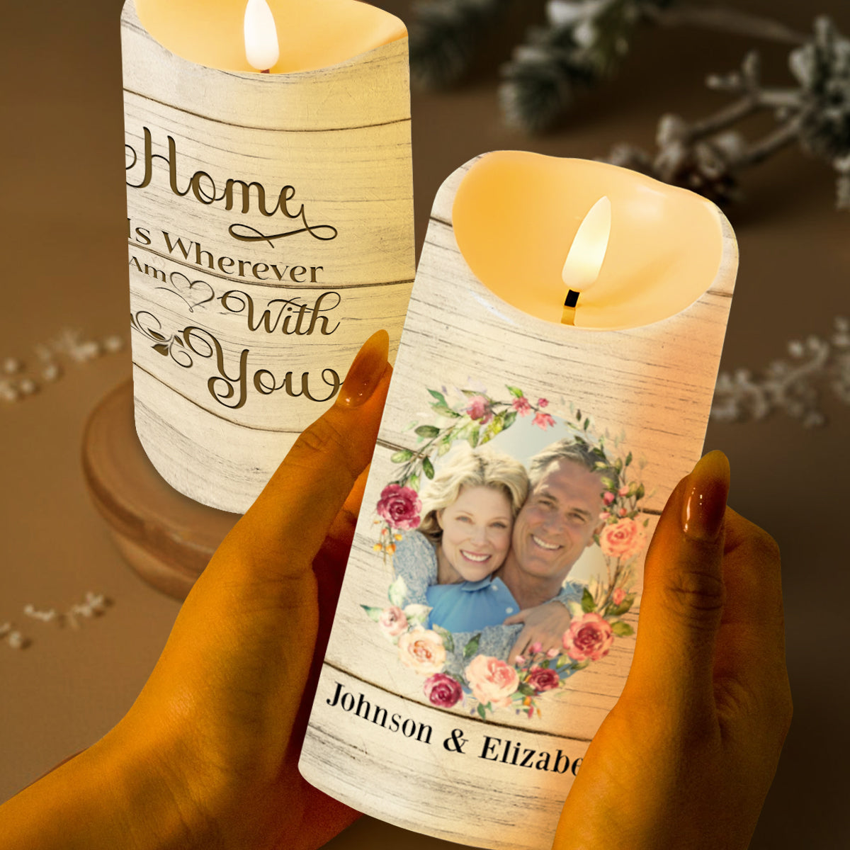 Home Is Wherever I Am With You, Flowers And Hearts Design
