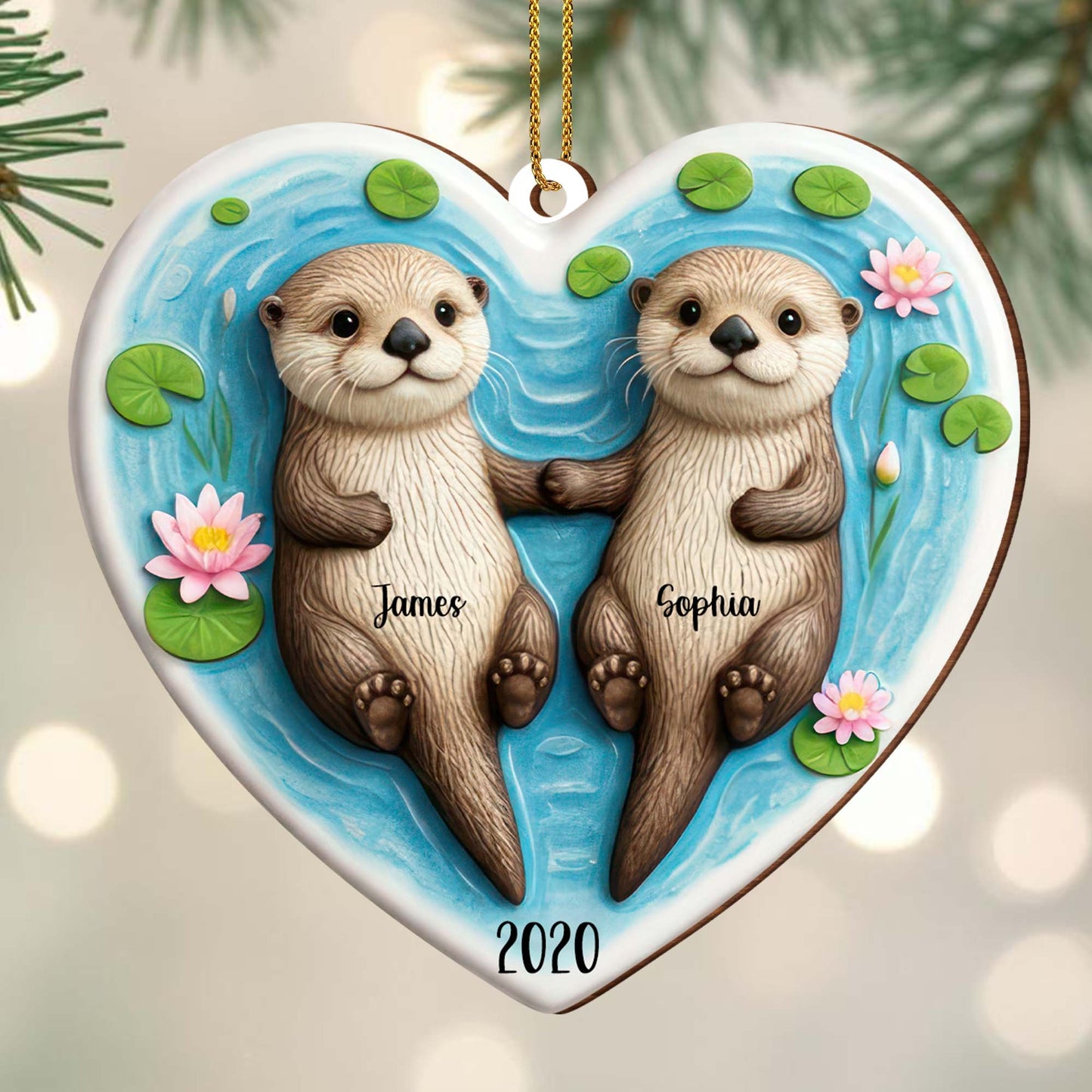Shared Moments In Love Otter Heart Ornament