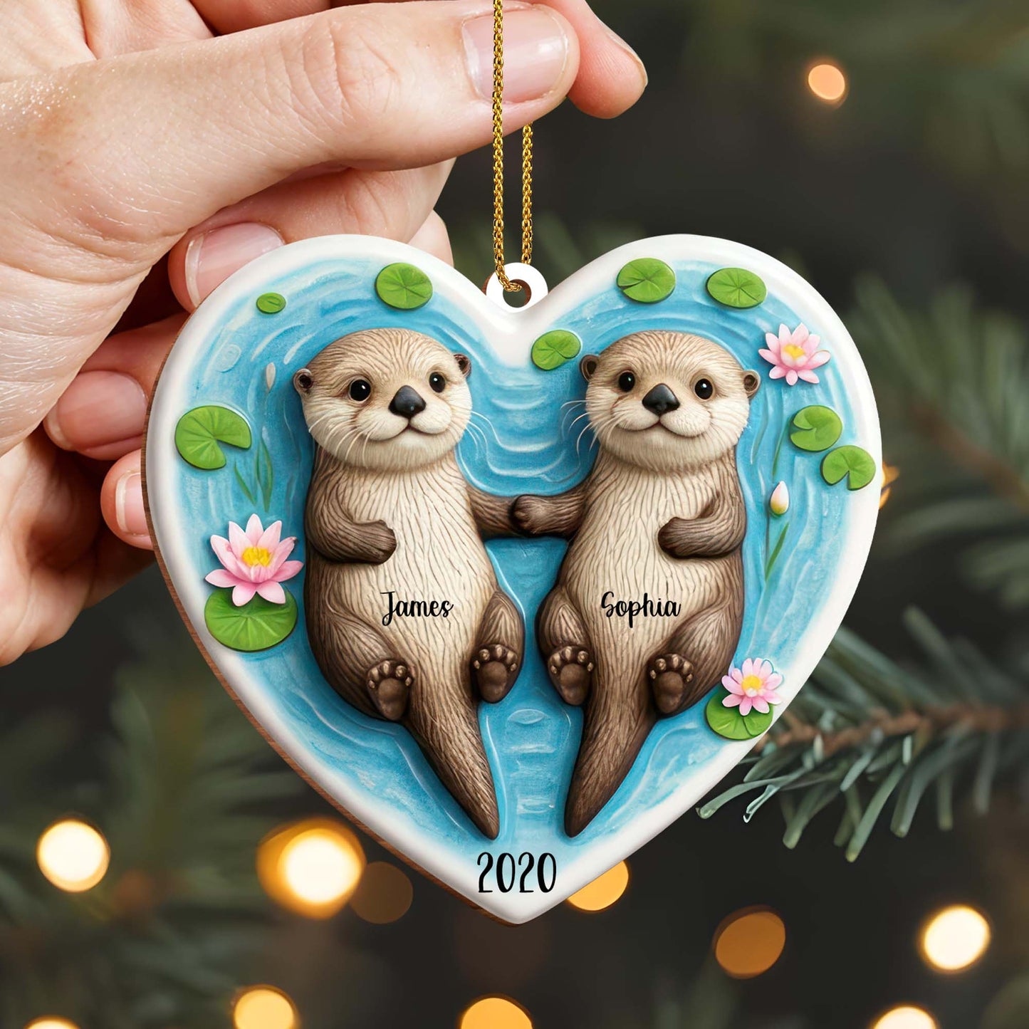 Shared Moments In Love Otter Heart Ornament