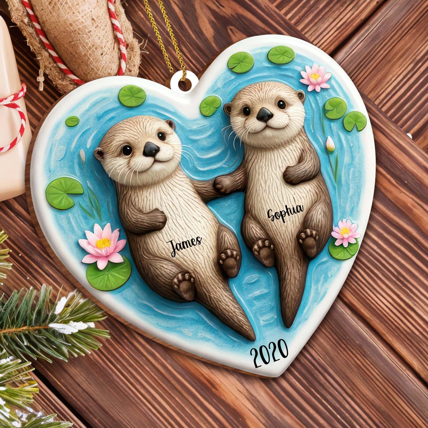 Shared Moments In Love Otter Heart Ornament