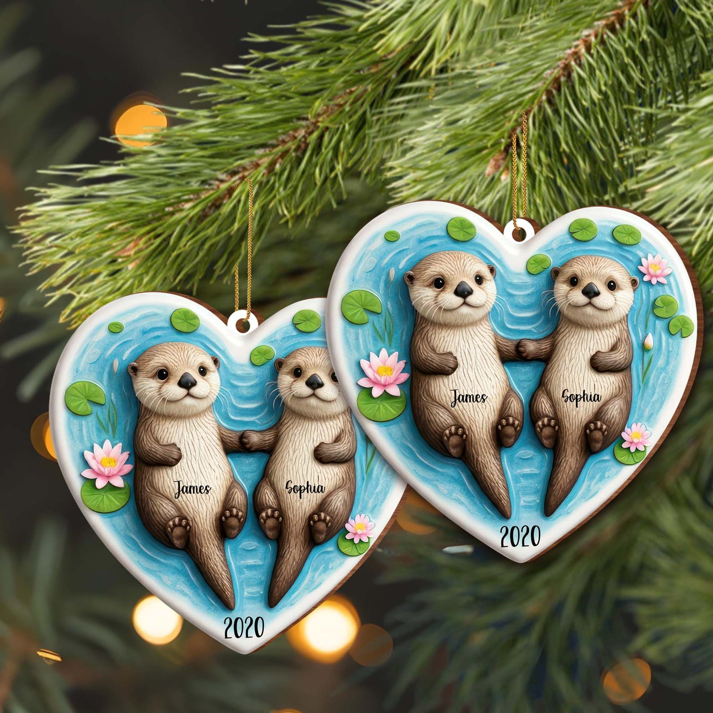 Shared Moments In Love Otter Heart Ornament