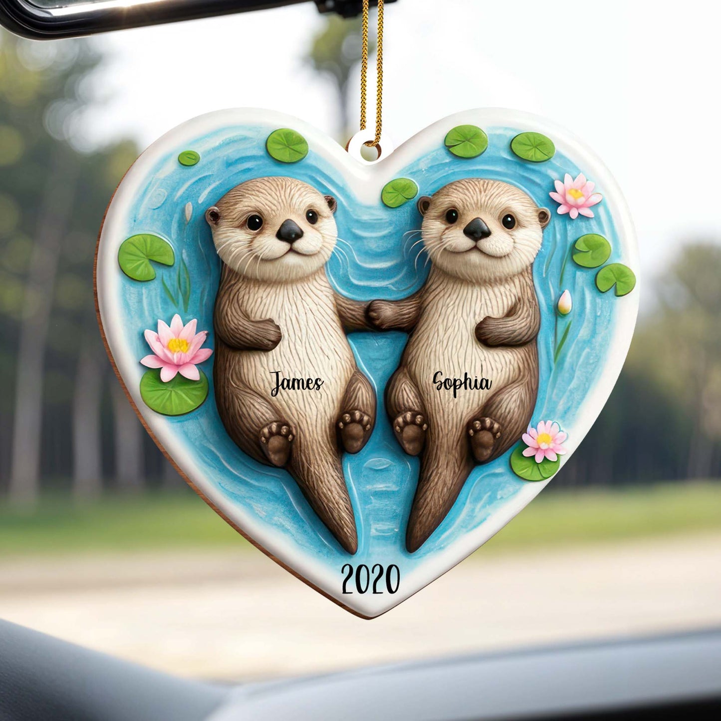 Shared Moments In Love Otter Heart Ornament