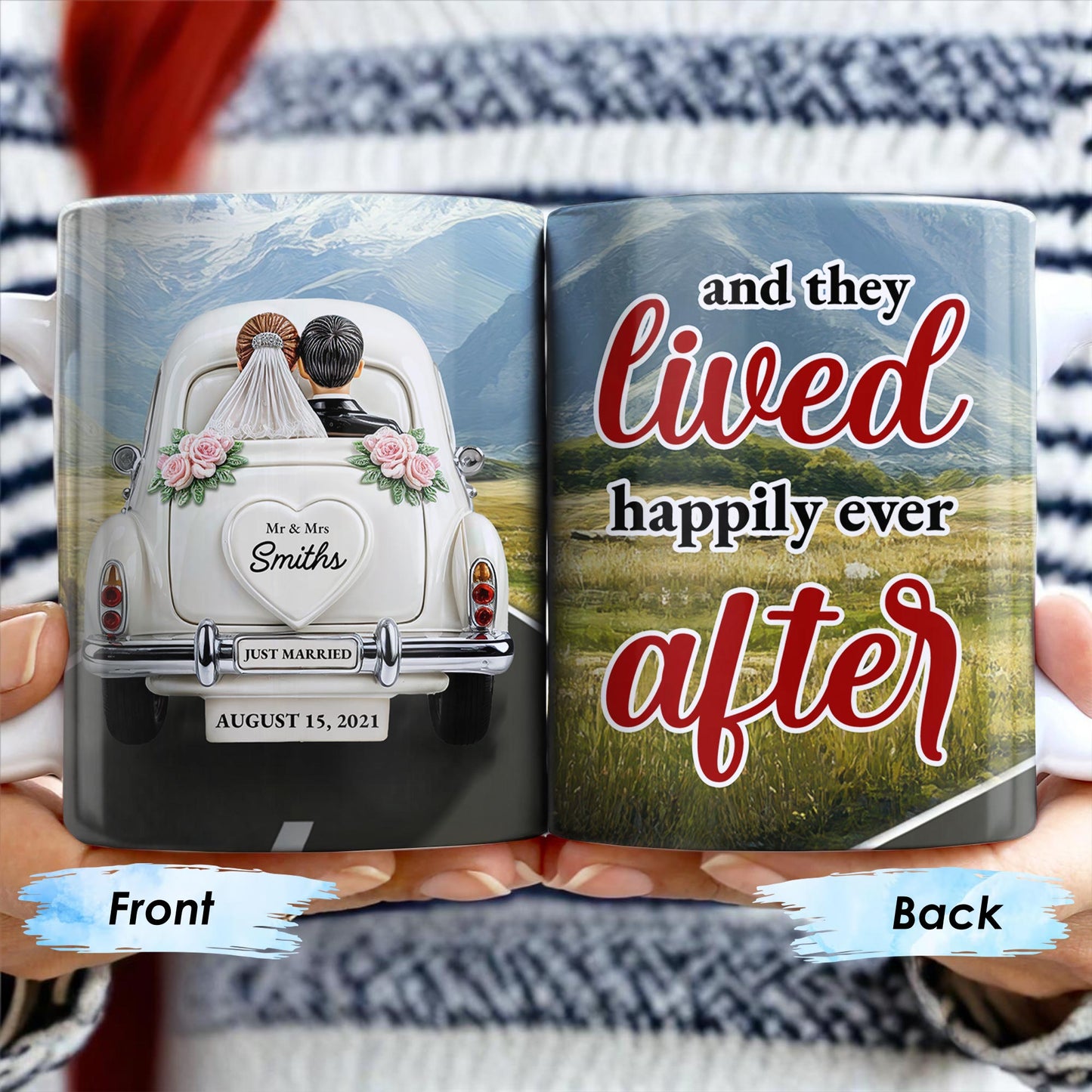 Lived Happily Ever After Vintage Car And Couple Design