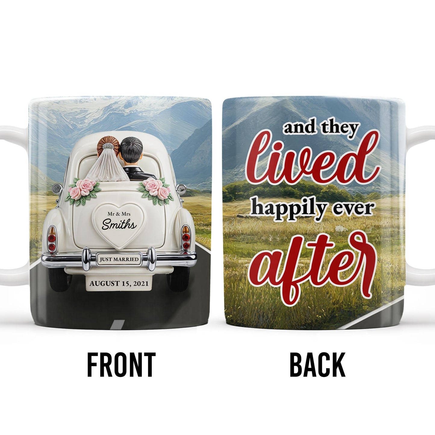 Lived Happily Ever After Vintage Car And Couple Design