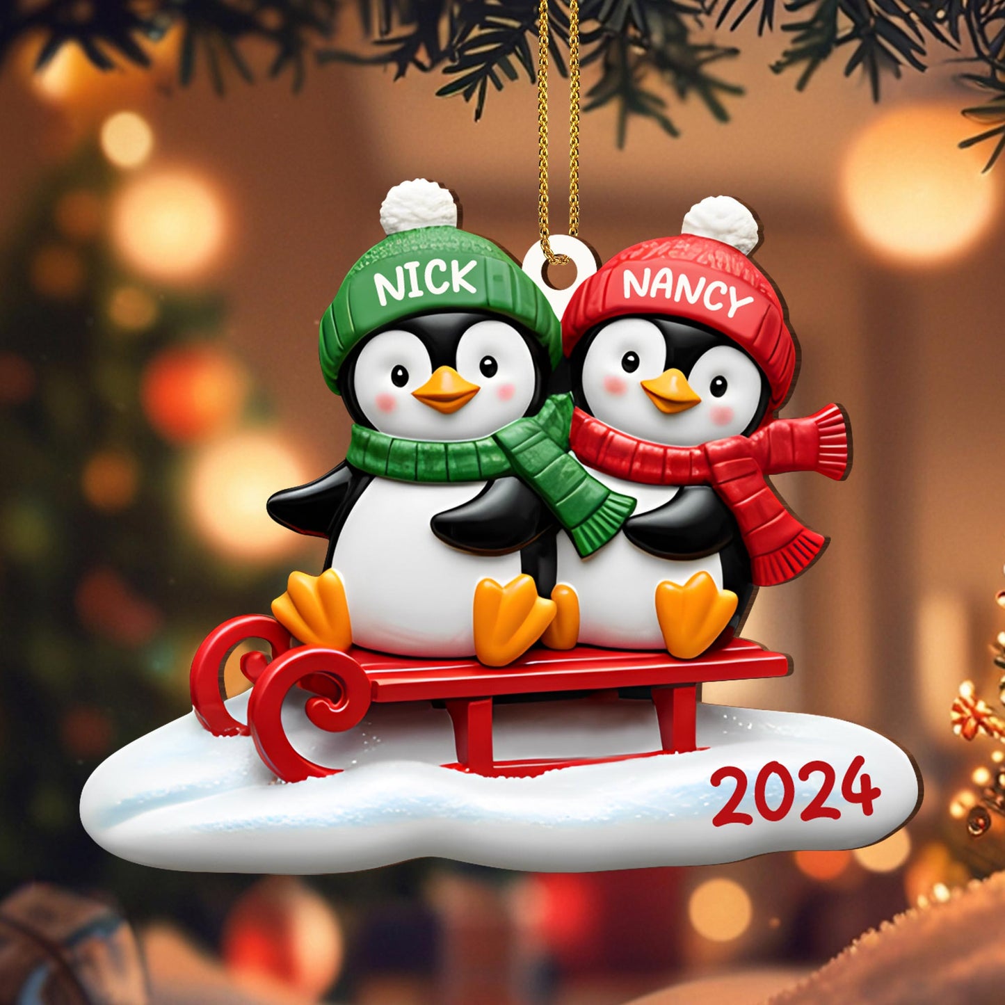 Joy To The World Penguins On A Sled