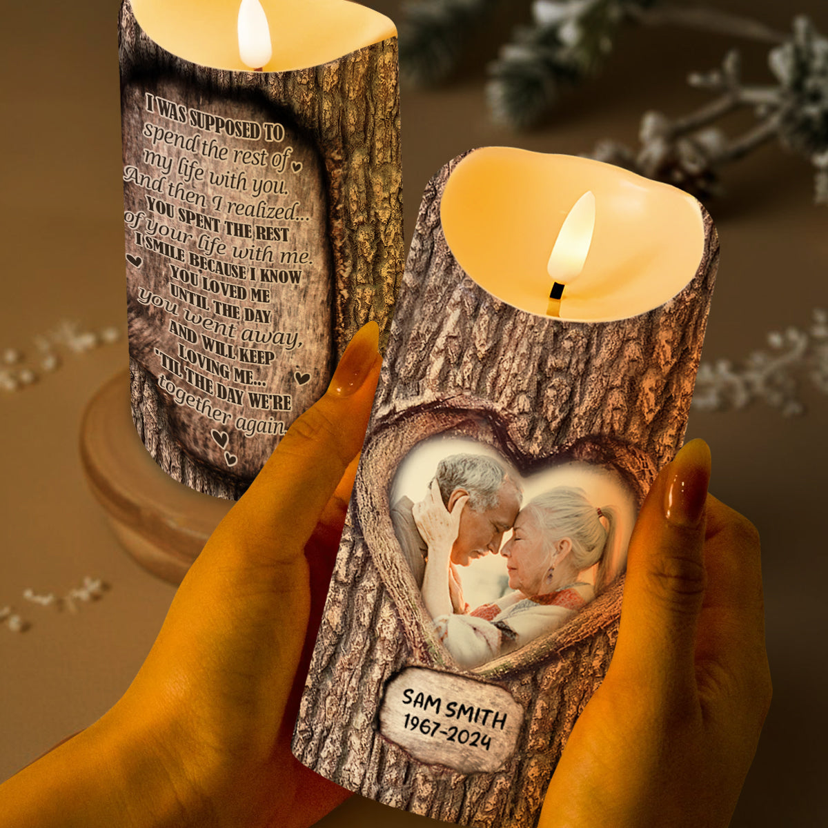 Forever Loving You, Heart Shape and Tree Bark Texture Design