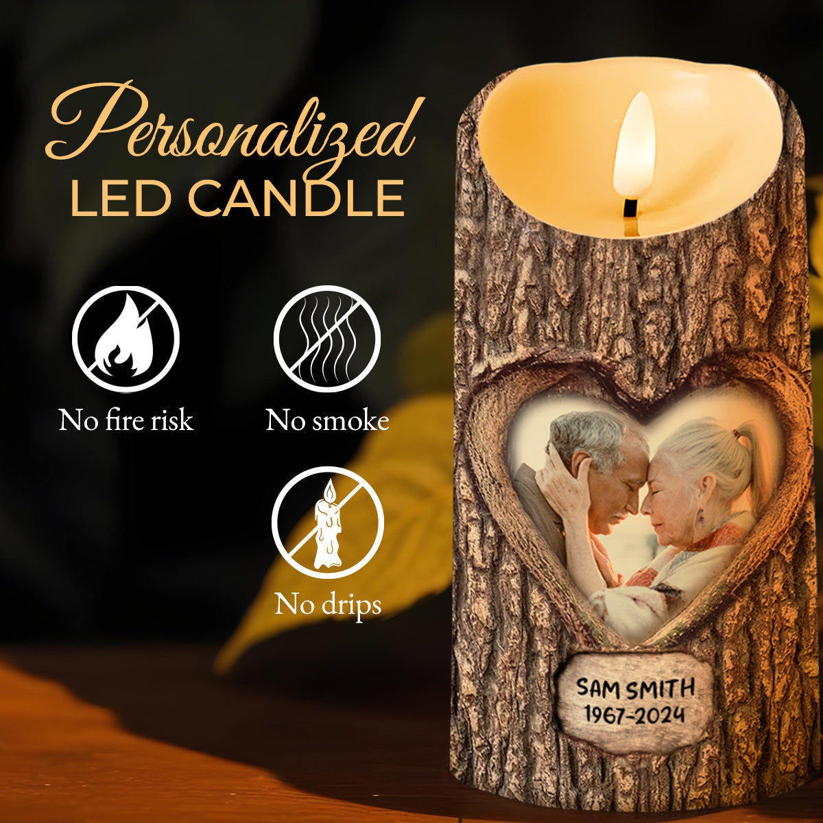 Forever Loving You, Heart Shape and Tree Bark Texture Design