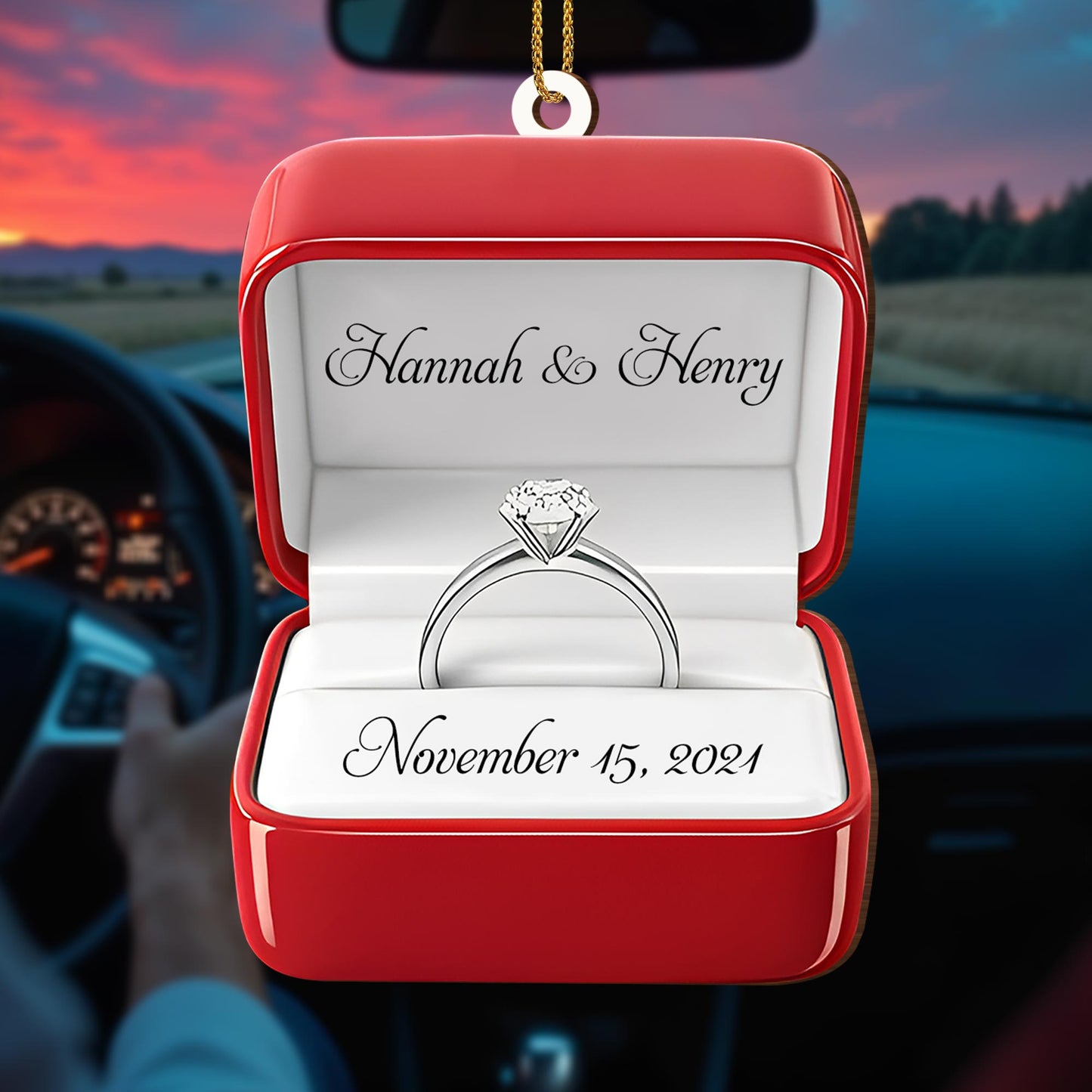 Celebrate Love And Commitment With Customized Engagement Ring Box - Personalized Custom Wood Ornament, Custom Shaped - CPL126_WDO