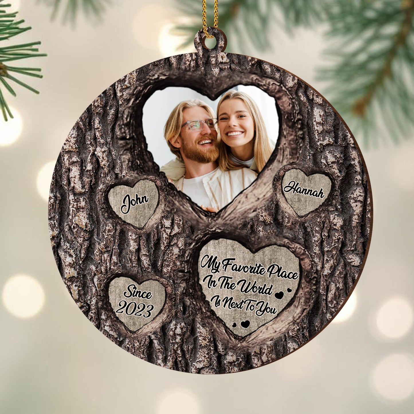Favorite Place In The World Next To You Tree Bark Heart