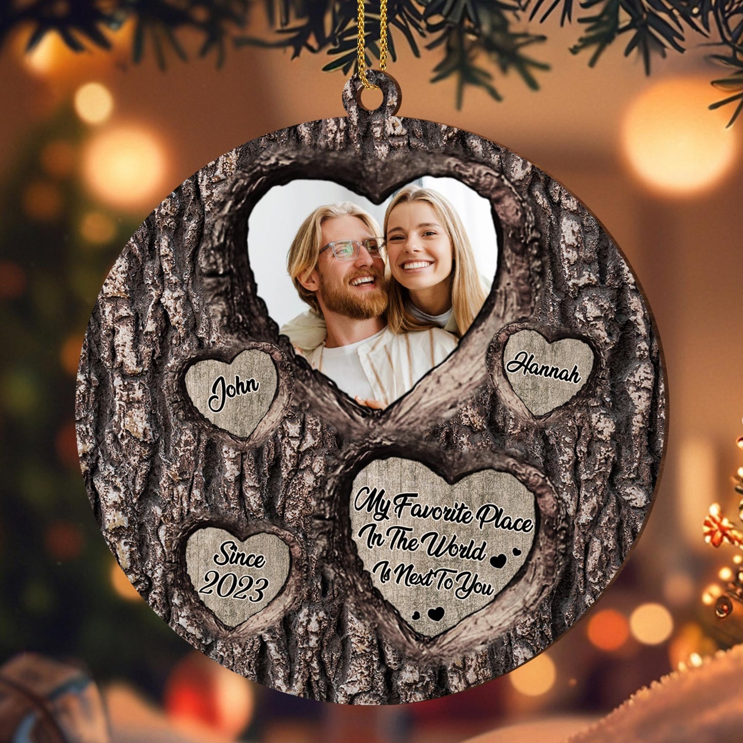 Favorite Place In The World Next To You Tree Bark Heart