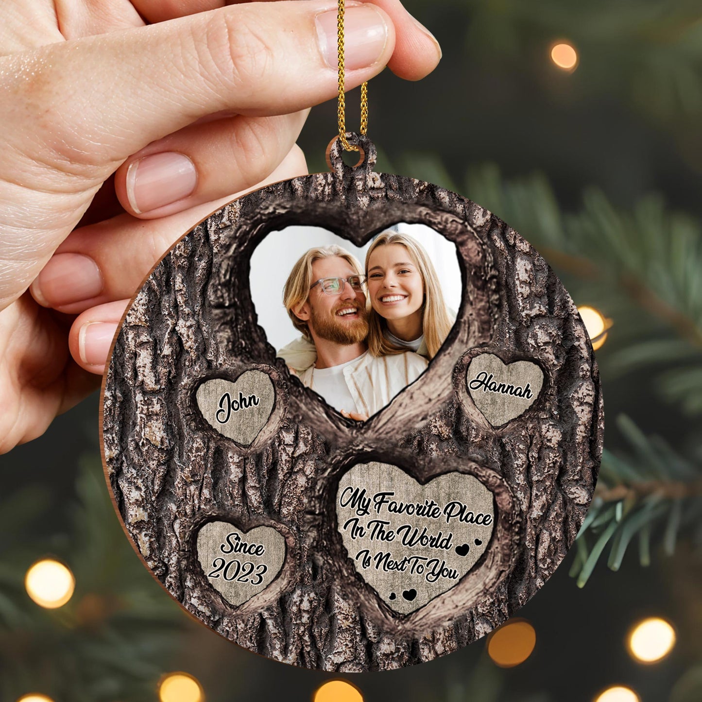 Favorite Place In The World Next To You Tree Bark Heart