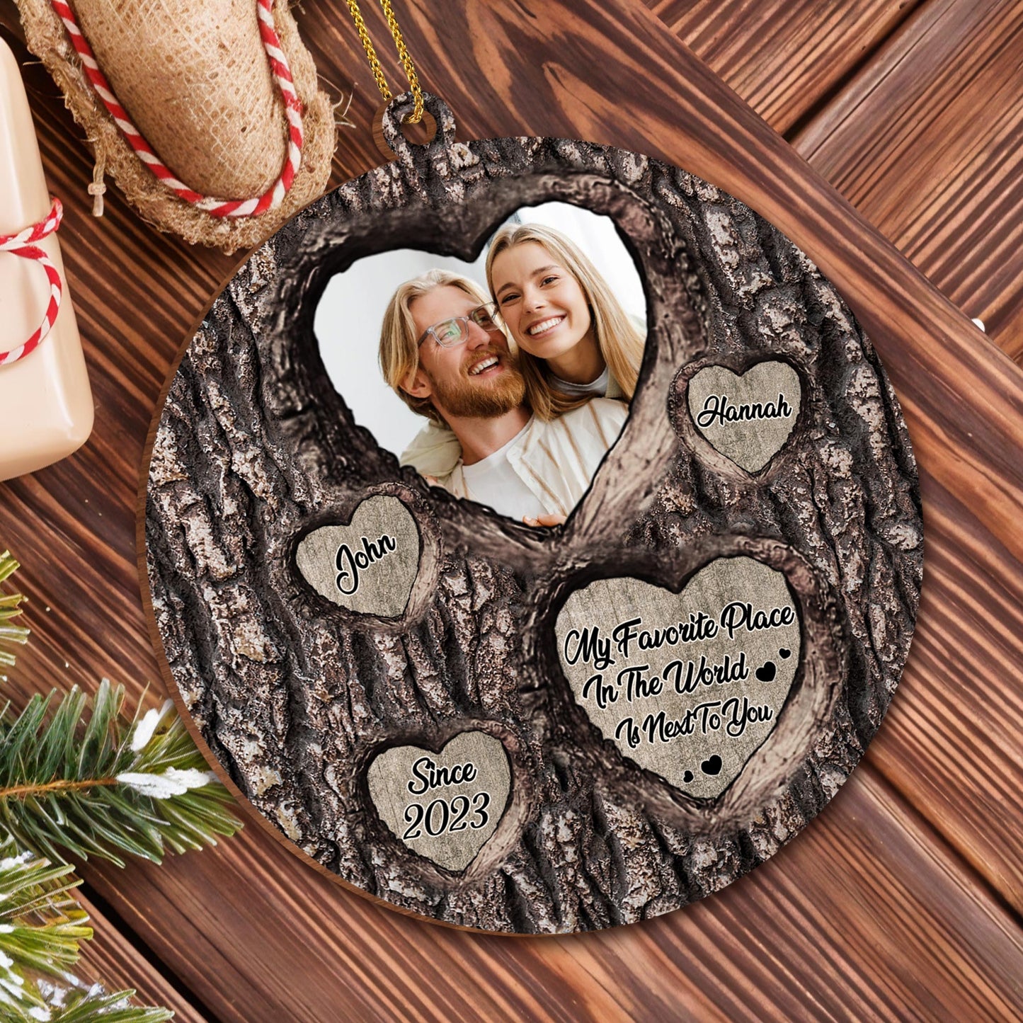 Favorite Place In The World Next To You Tree Bark Heart