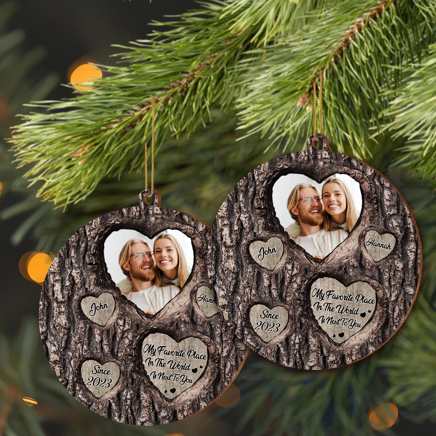 Favorite Place In The World Next To You Tree Bark Heart