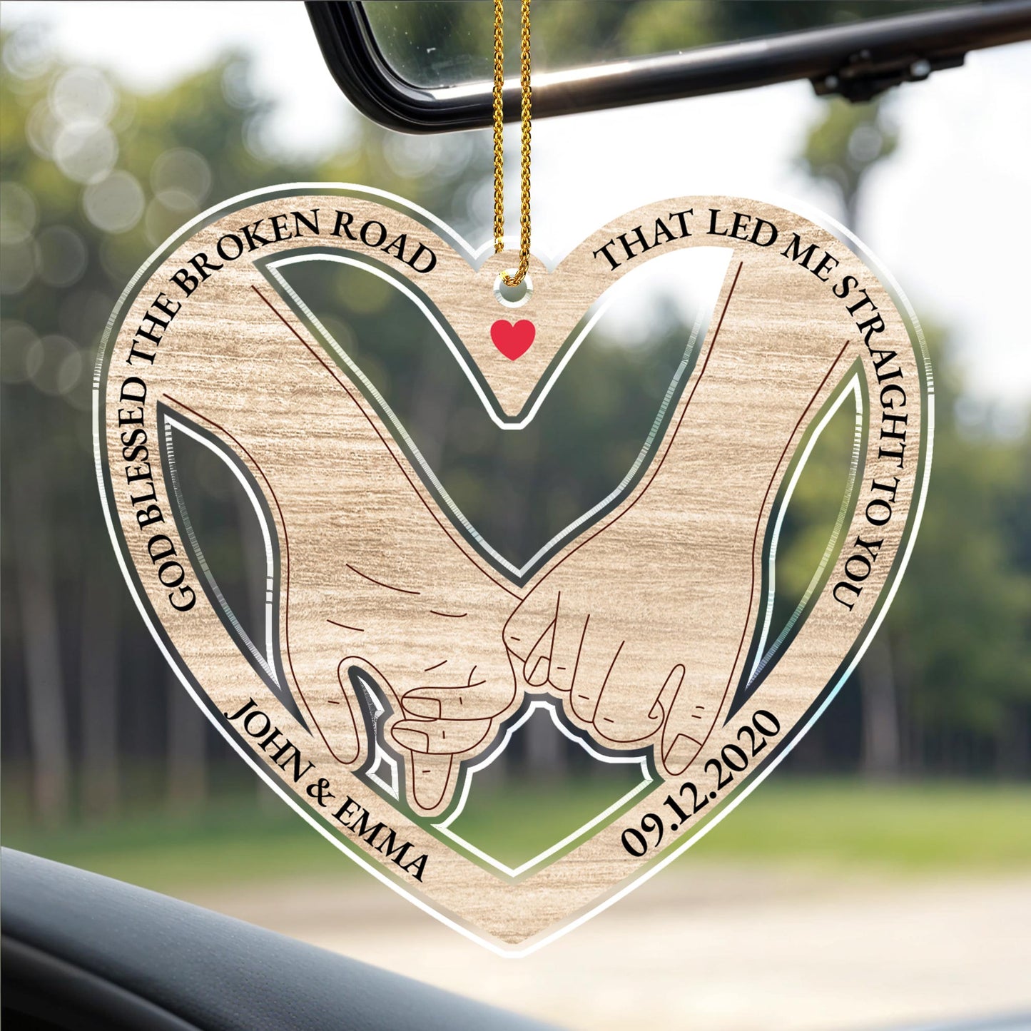 God Blessed The Broken Road, Joined Hands With Heart - Personalized Custom Acrylic Ornament, Christmas Gift - CPL134_ACO