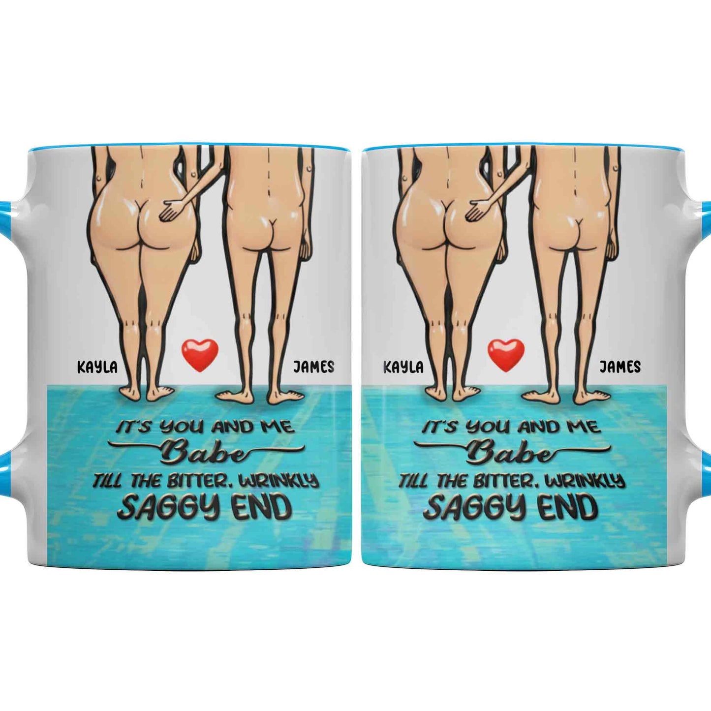 It's You And Me Babe, Couple With Heart Design - Personalized Custom Accent Mug - CPL1351_AMUG