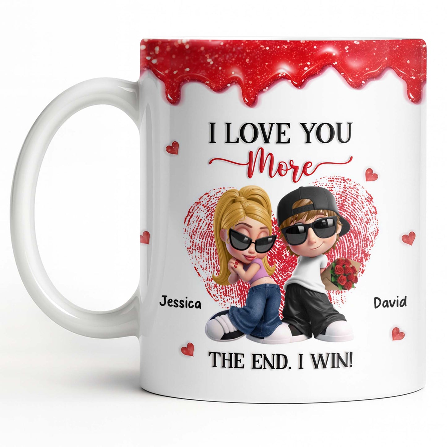 I Love You More The End I Win Couple With Hearts And Sunglasses