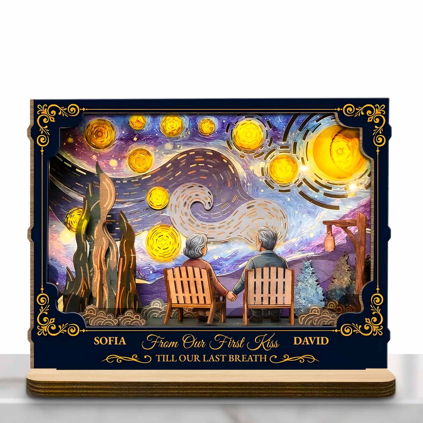 From Our First Kiss Till Our Last Breath Old Couple Starry Night