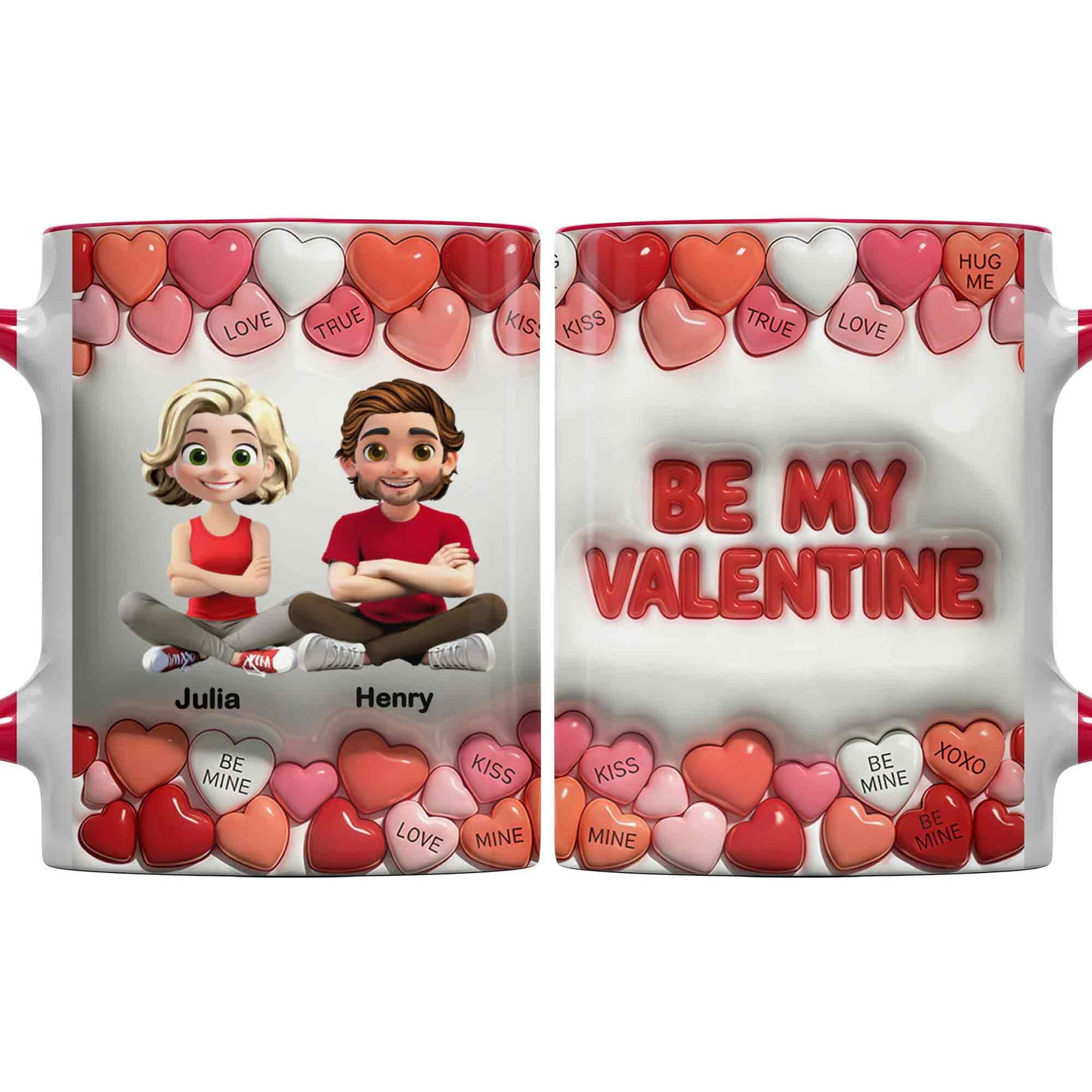 Love True Kiss Be Mine Hearts And Personalized Couple