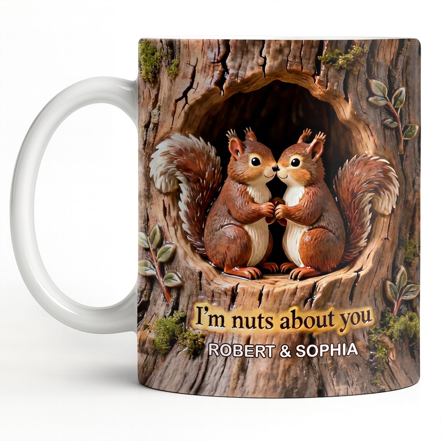 I'm Nuts About You Couple Squirrels Tree Trunk Design