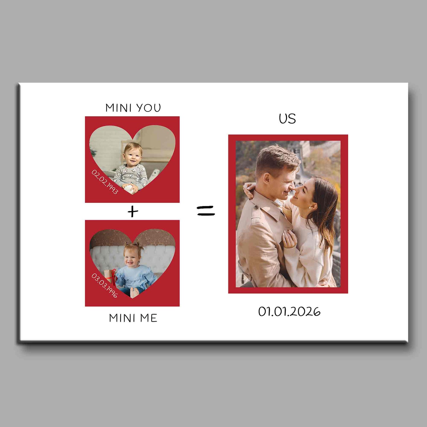 Mini You Plus Mini Me Equals Us Heart Photo Collage