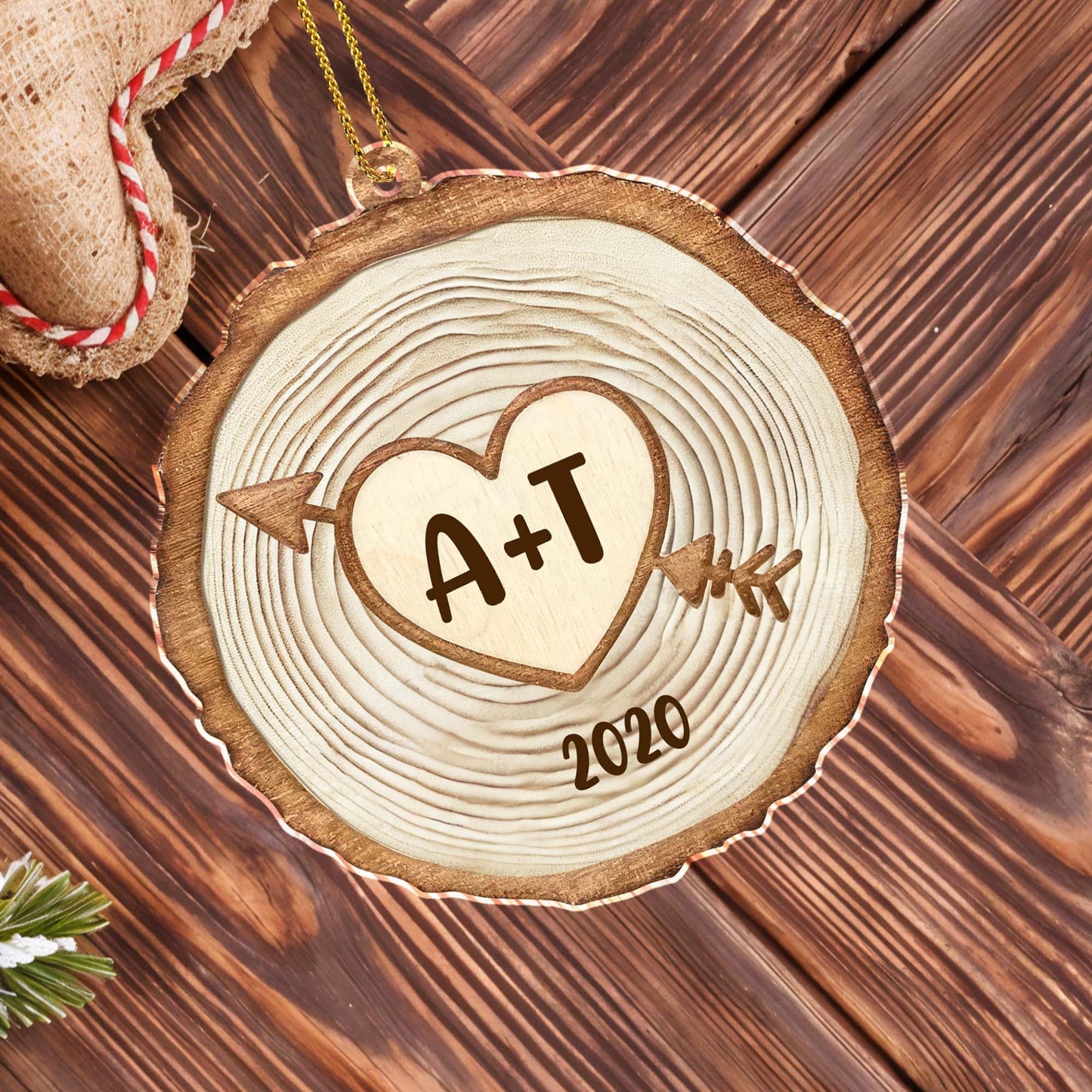 Love Heart With Tree Rings And Arrow