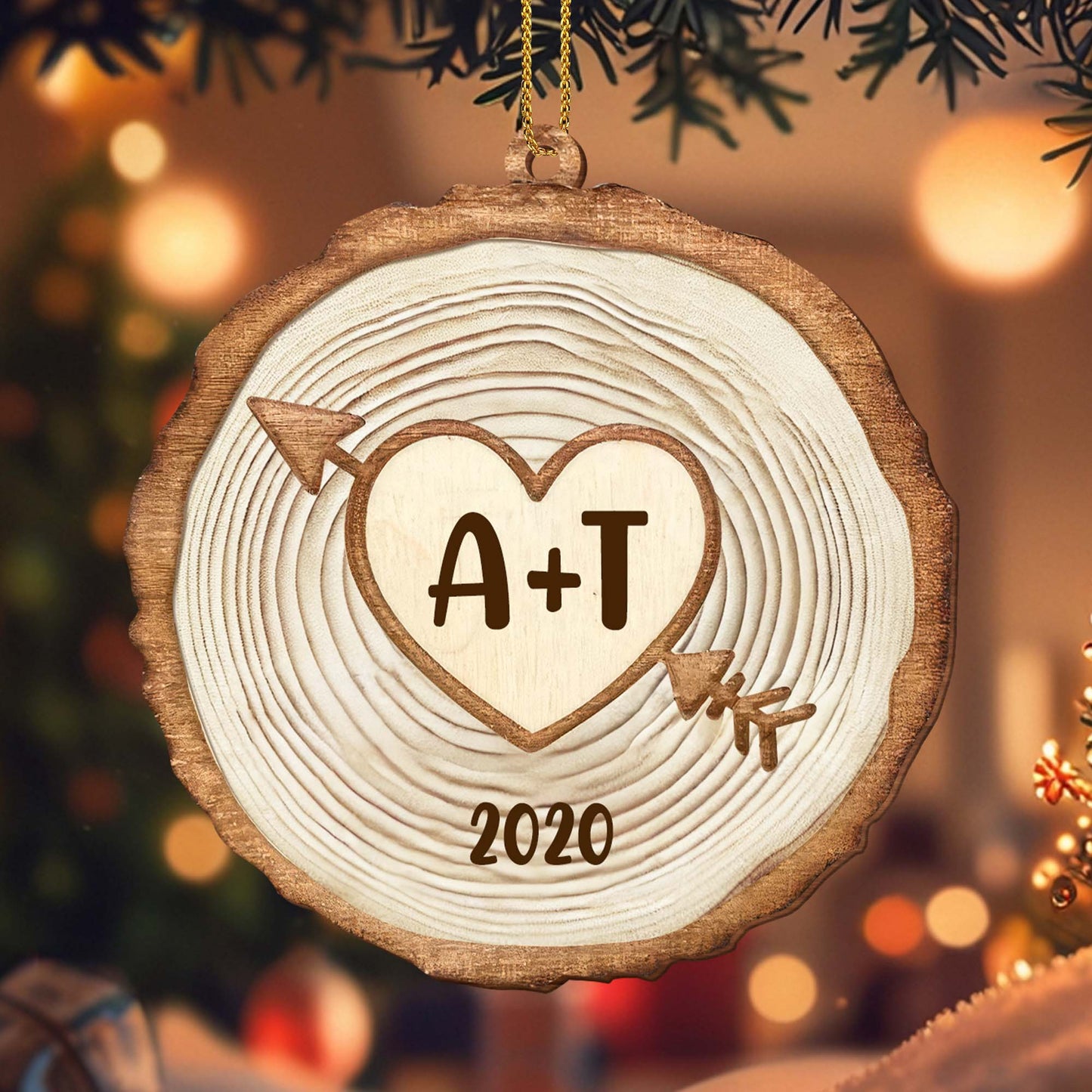 A Timeless Love Always Remembered Tree Ring Heart Ornament