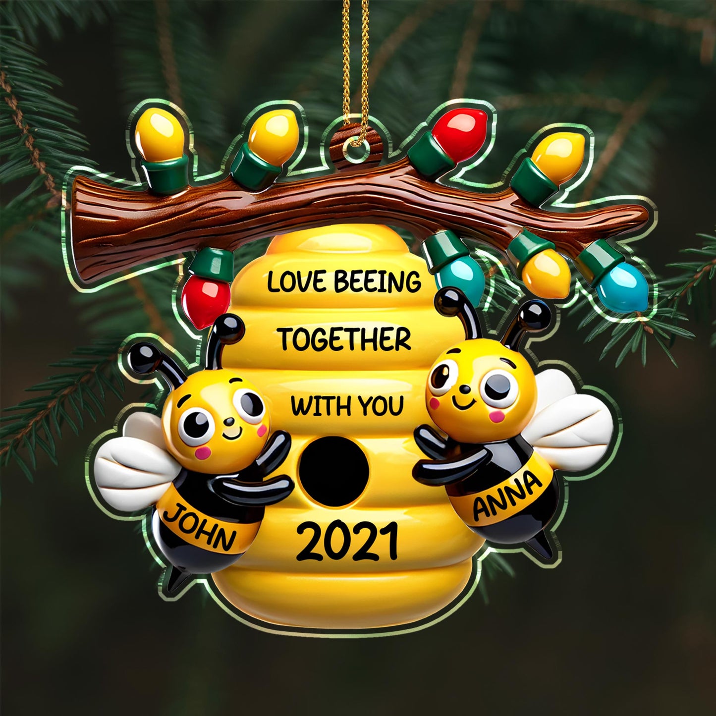 Love Beeing Together With You Romantic Bee Ornament