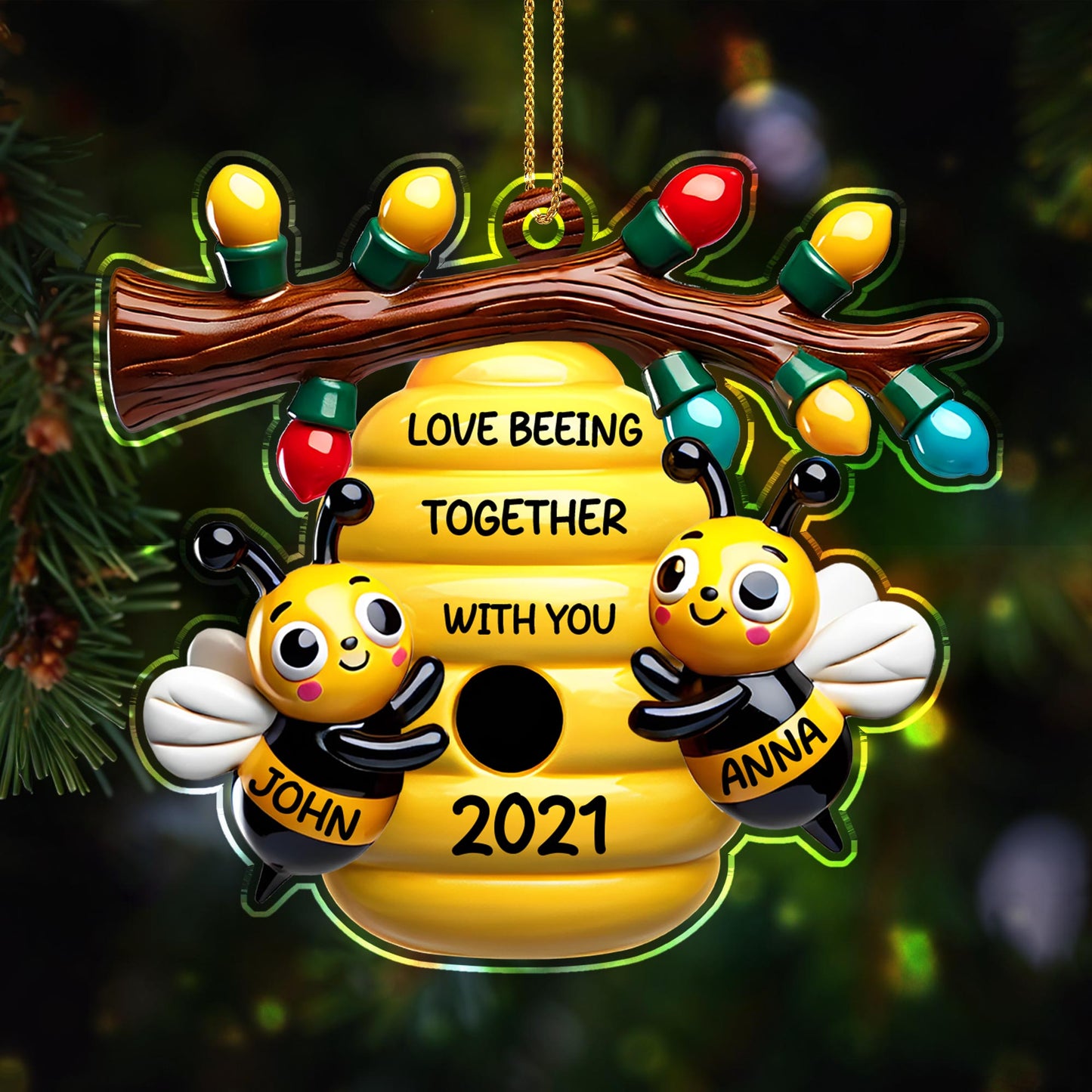 Love Beeing Together With You Romantic Bee Ornament