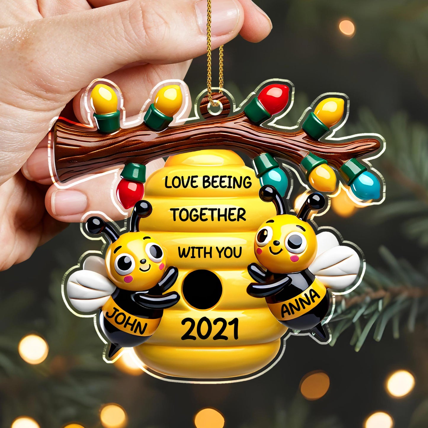 Love Beeing Together With You Romantic Bee Ornament