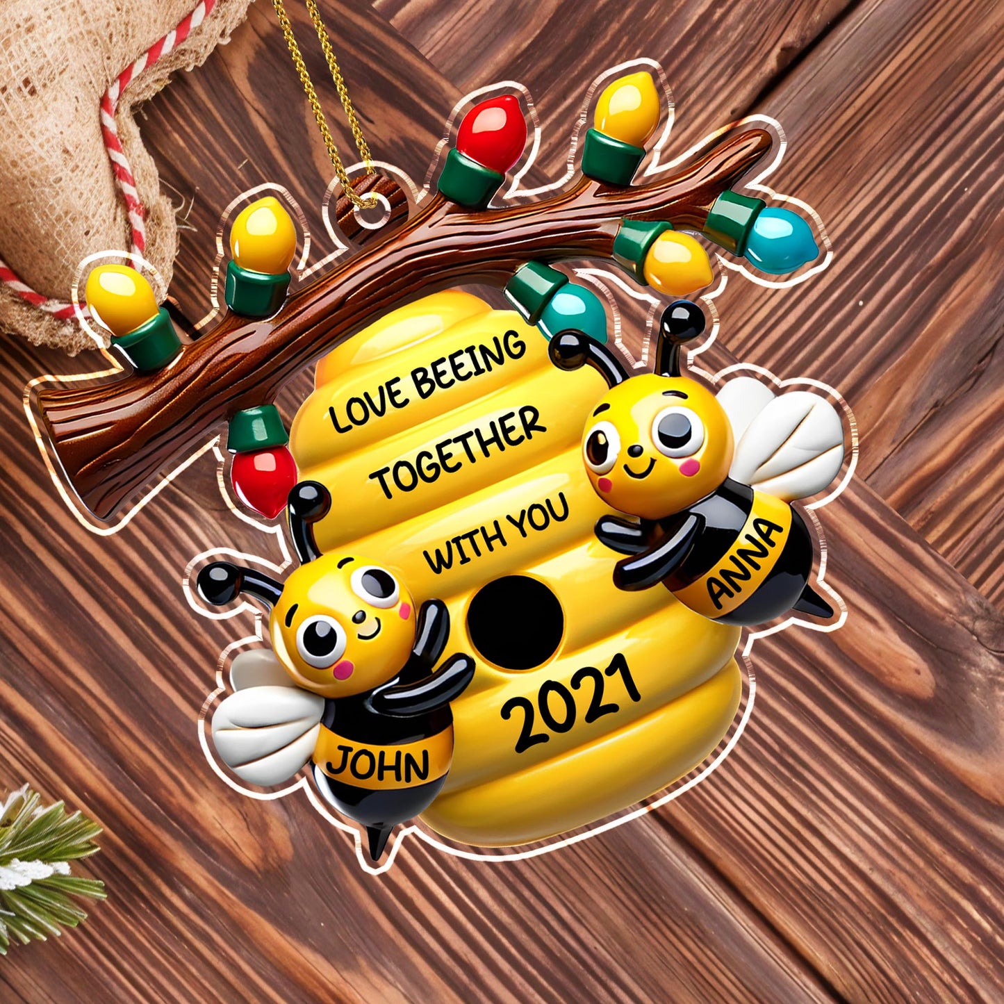 Love Beeing Together With You Romantic Bee Ornament