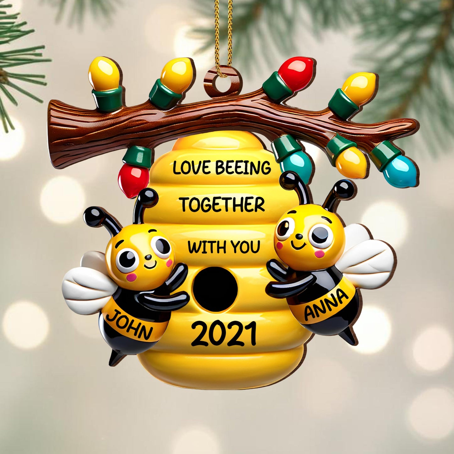 Love Being Together With You, Bees And Honeycomb Ornament