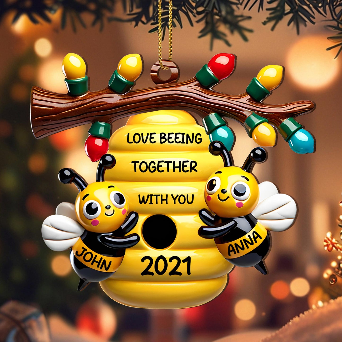 Love Being Together With You, Bees And Honeycomb Ornament