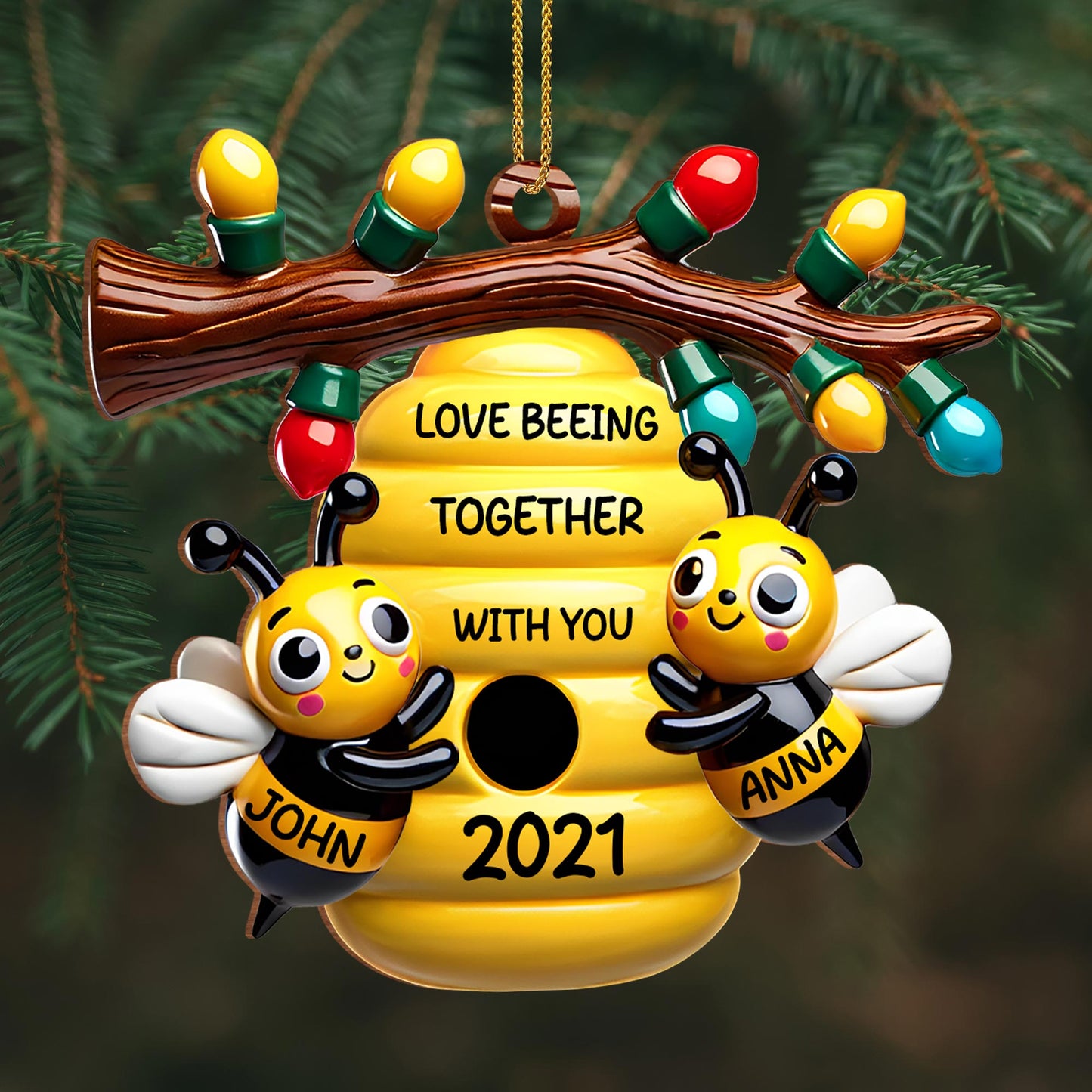 Love Being Together With You, Bees And Honeycomb Ornament