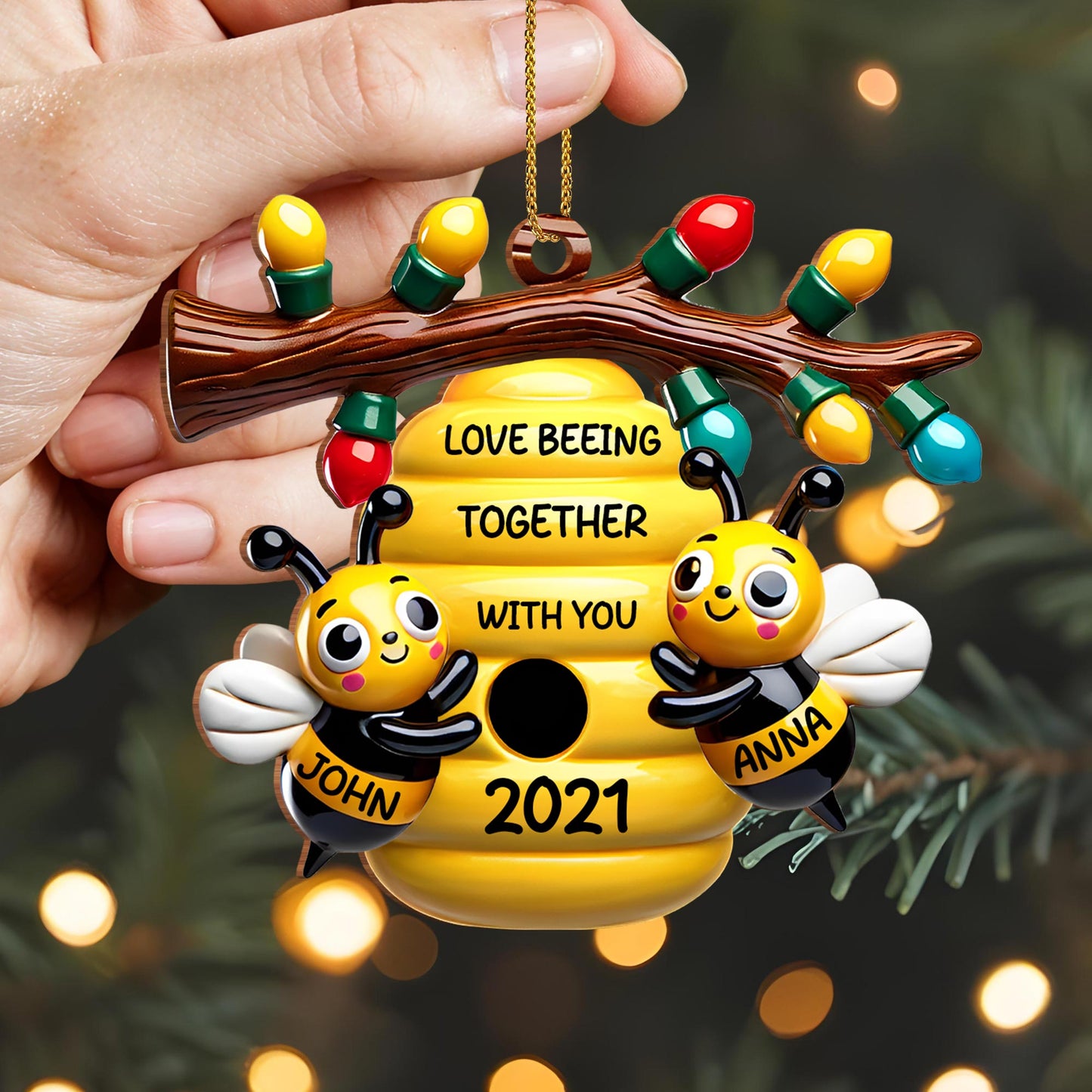 Love Being Together With You, Bees And Honeycomb Ornament