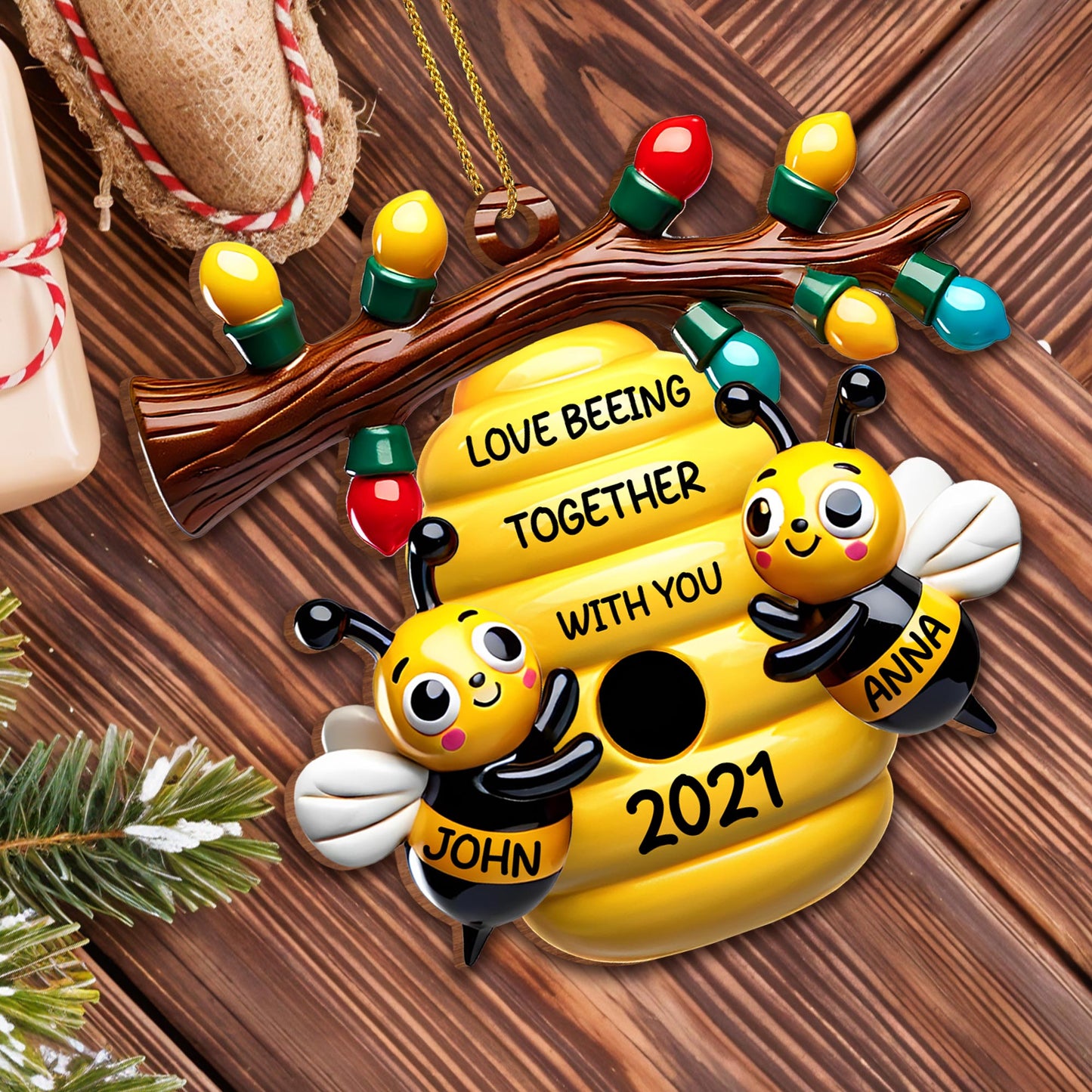 Love Being Together With You, Bees And Honeycomb Ornament