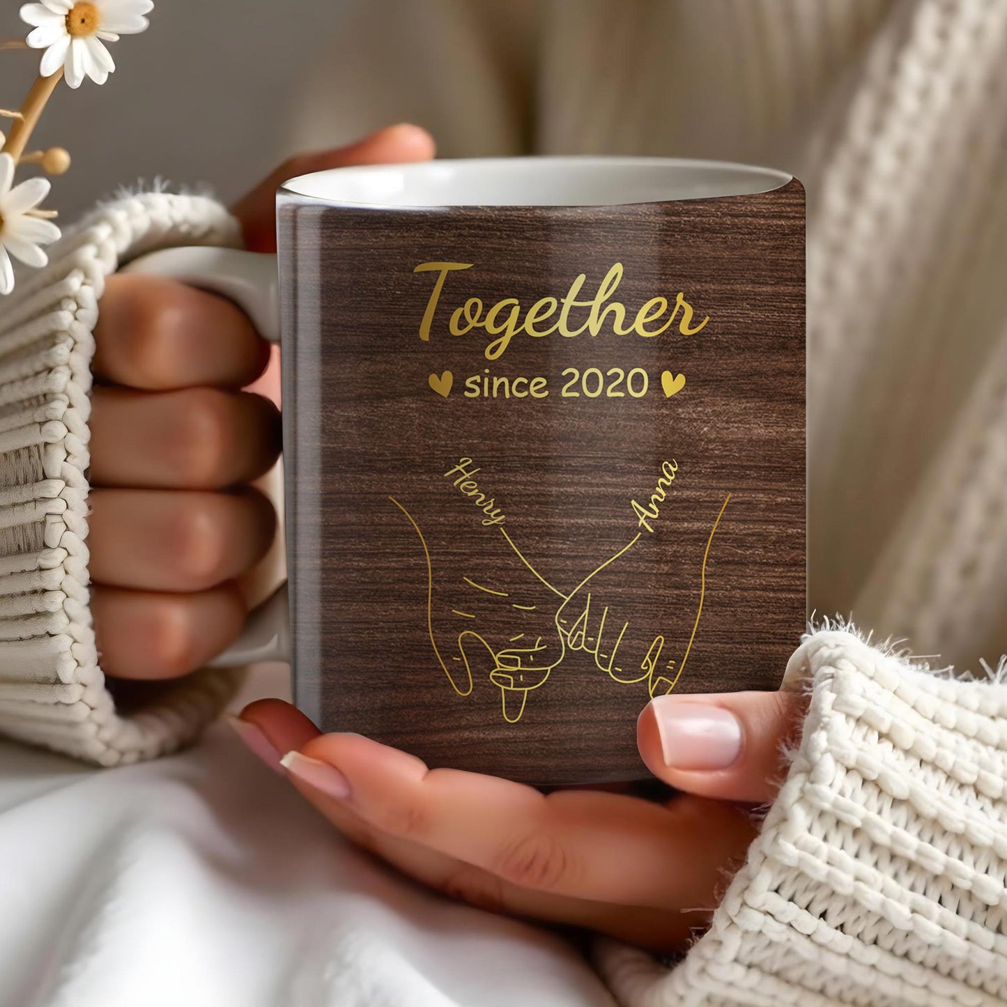 Together Forever, Holding Hands and Hearts Mug