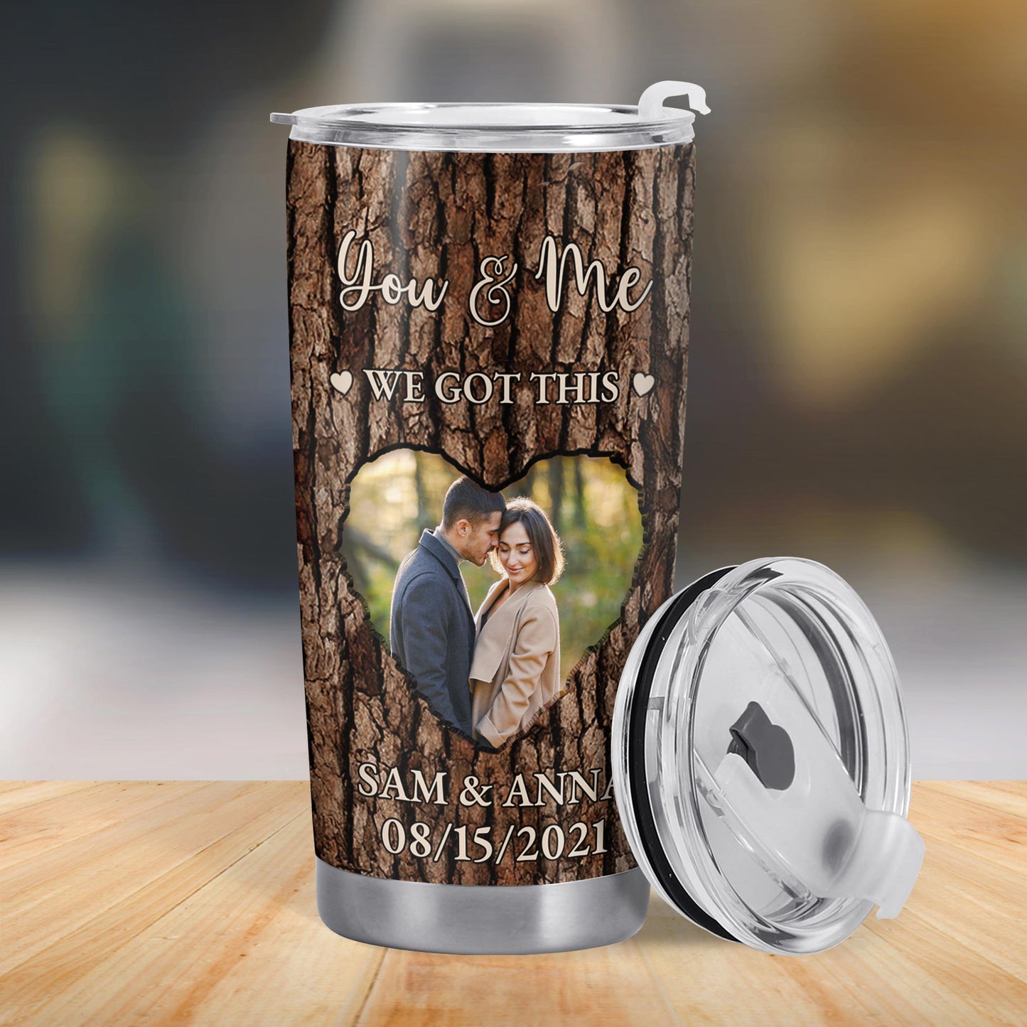 You & Me We Got This, Romantic Love Message With Tree Bark Design