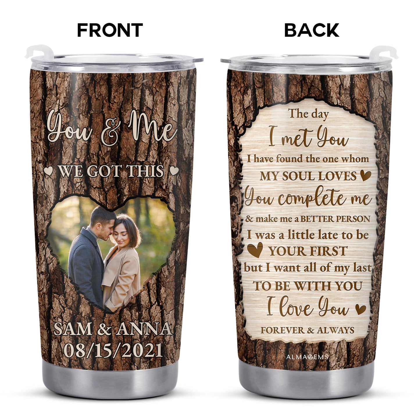 You & Me We Got This, Romantic Love Message With Tree Bark Design