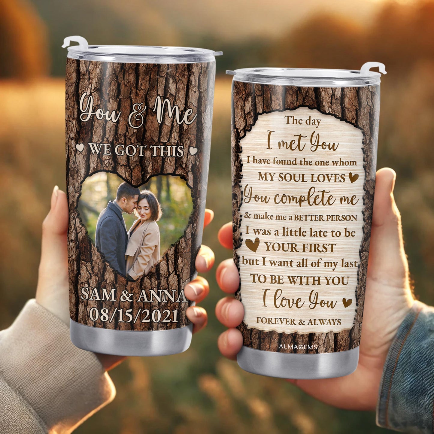 You & Me We Got This, Romantic Love Message With Tree Bark Design