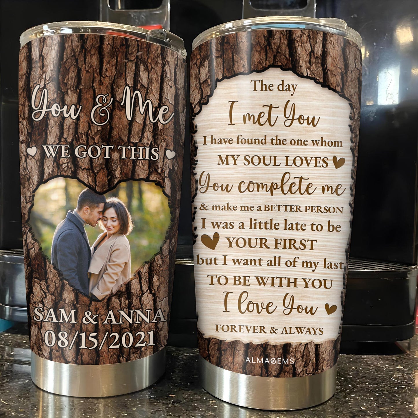 You & Me We Got This, Romantic Love Message With Tree Bark Design